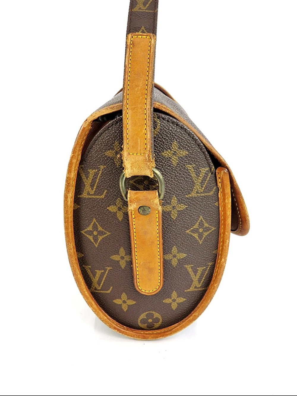 Louis Vuitton Monogram Crossbody Bag in Brown & Tan Leather Trim - Picture 4 of 16